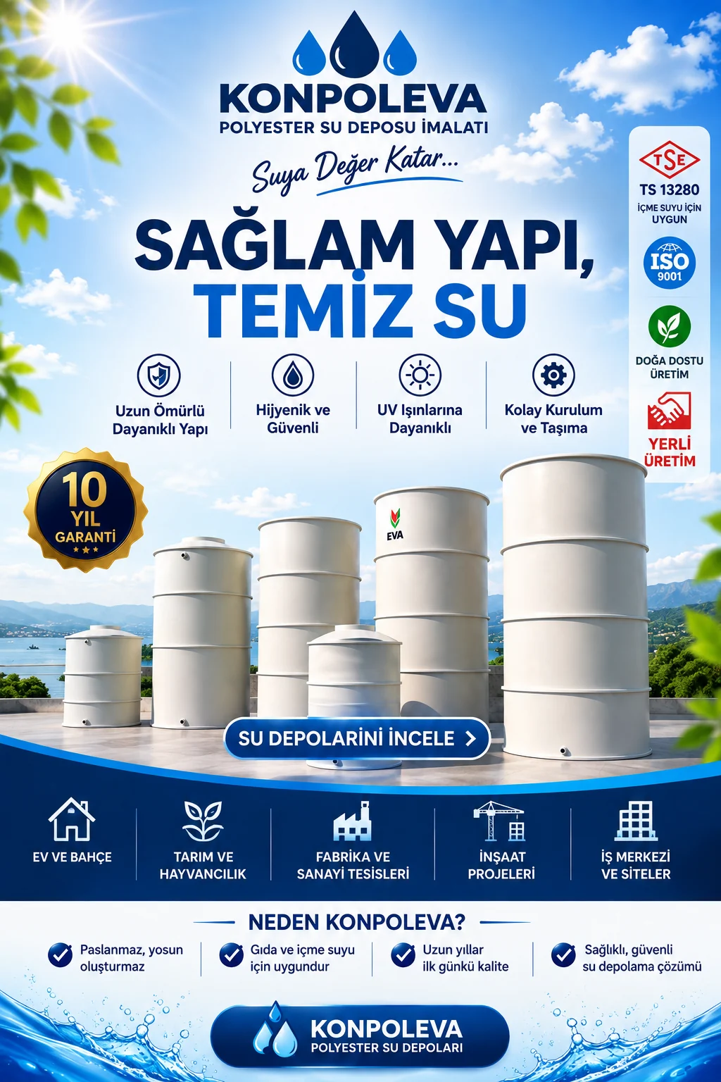 EVA POLYESTER SU DEPOSU İMALATI 