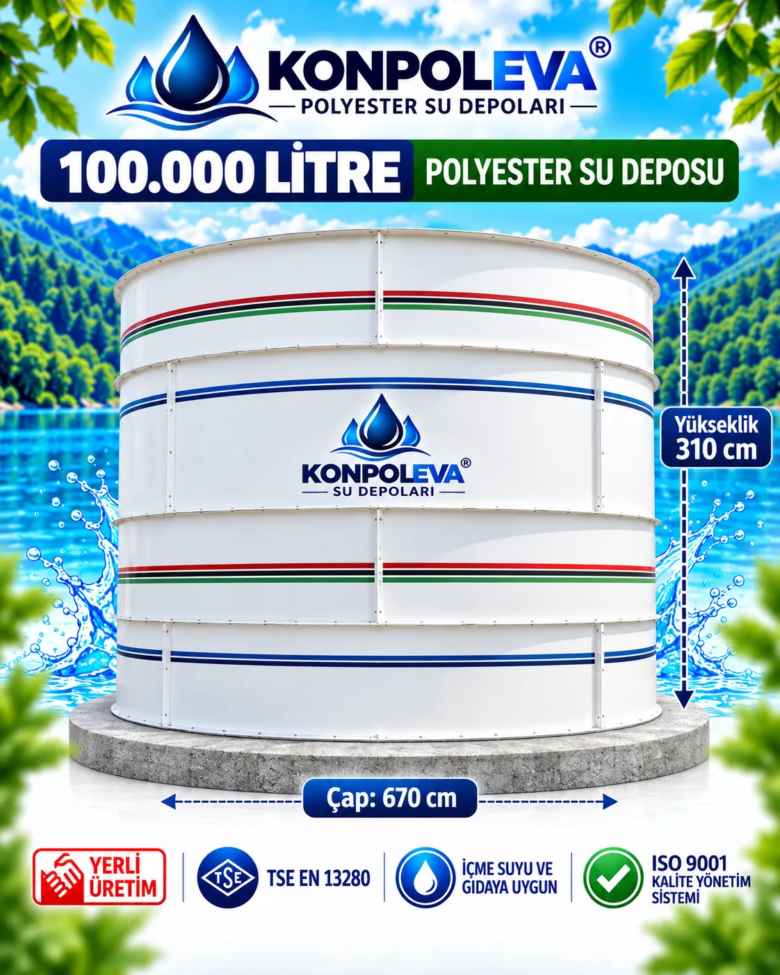100 Ton Su Deposu (100.000 Litre)