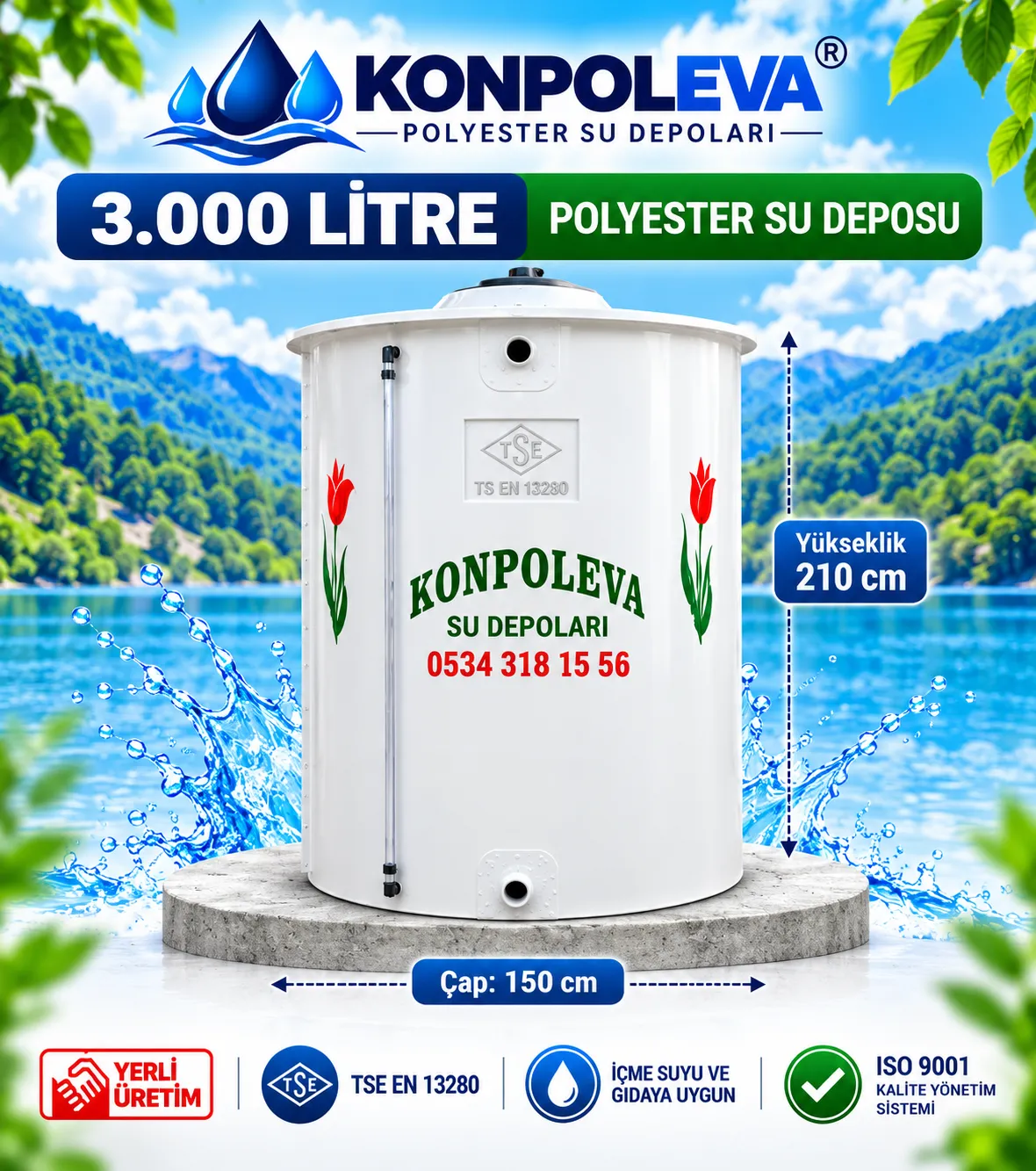 3 Ton Su Deposu (3.000 Litre)