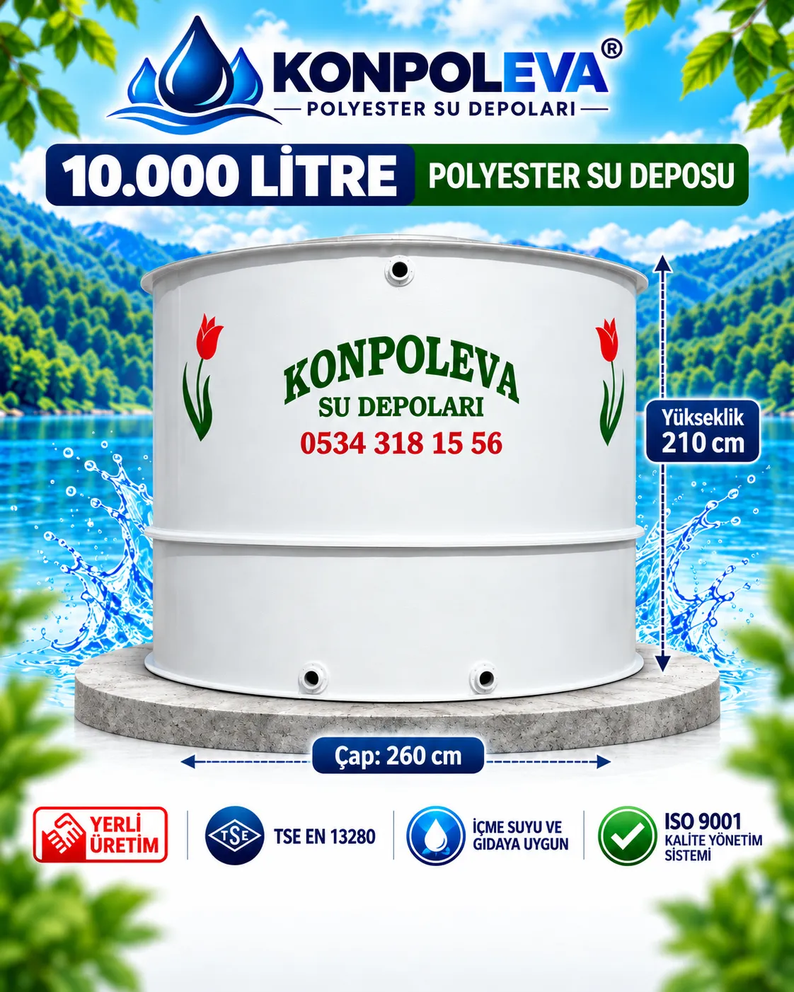 10 Ton Su Deposu (10.000 Litre)